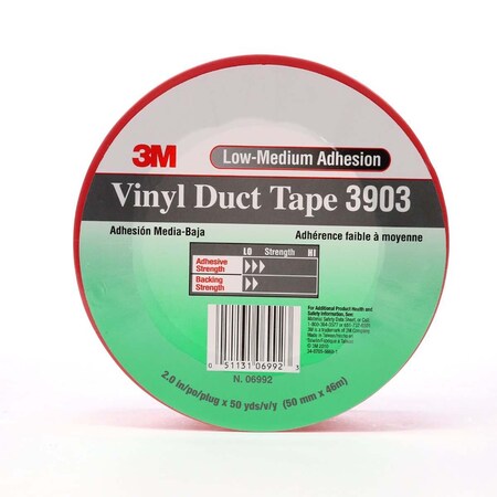 3M Vinyl Duct Tape 3903 Red, 2 in x 50 yd 6.5 mil 70006711710